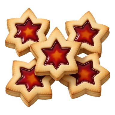 Linzer cookies with a red jam center shaped like a star and still round for eyes. sticker