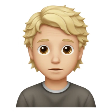 boy with wavy blonde hair, neutral expression sticker