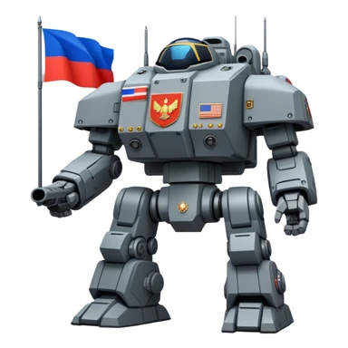 Colossal Russian space dreadnought with flag insignia and weapon arrays sticker