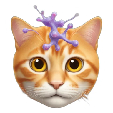 orange cat with the brain cell sticker