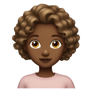 A brown skin girl with wavy hair and hazel eyes sticker