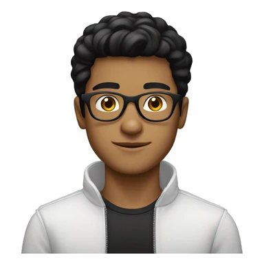 young man tanned whit black hair straight whit circular glasses sticker