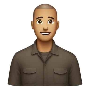 brown buzz cut man on a shirt sticker
