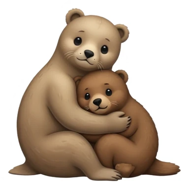 small seal hugging a brown bear sticker