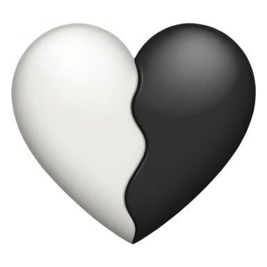 Half black and half white heart together  sticker