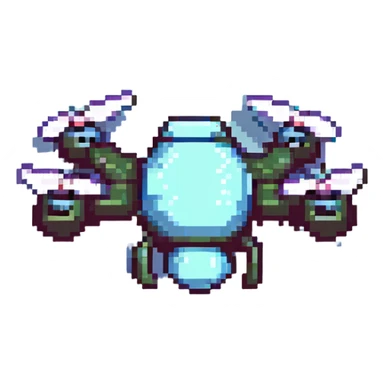 simple drone, pixel art style, blocky and retro sticker