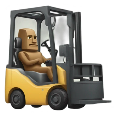 moai driving a forklift sticker