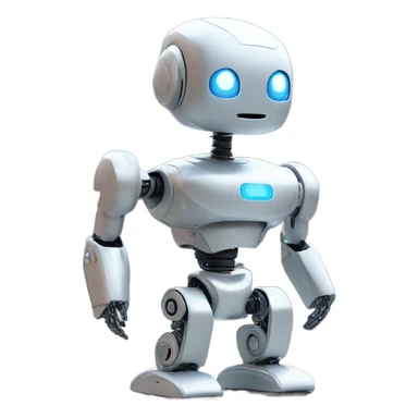 AI talks. a futuristic robot, sleek, clean minimal style. it gives presentation. sticker