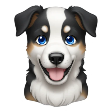 black, white and fire puppy american sheperd with blue eyes sticker