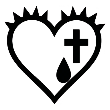 white goth heart, minimal, edgy, dark accents, no background sticker