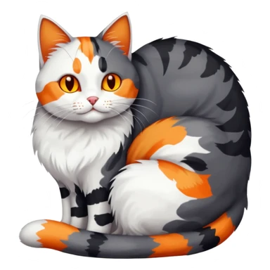 full body large dark grey and white cat cuddling a colourful light patched calico + white tabby cat  sticker