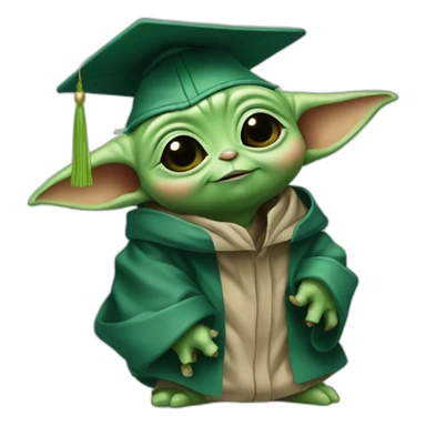 baby yoda with a mortarboard, celebreating sticker