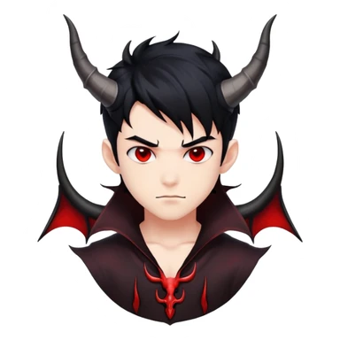 Cool anime devil boy with black hair and horns sticker