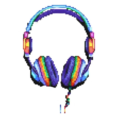 Retro pixel art headphones with colorful details sticker