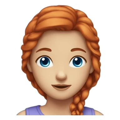 Girl Long Red head blue eyes full face sticker