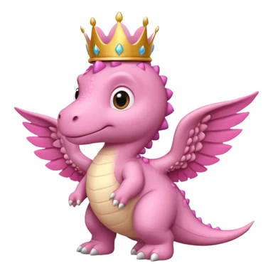 pink baby dinossaur with wings with a crown side view sticker