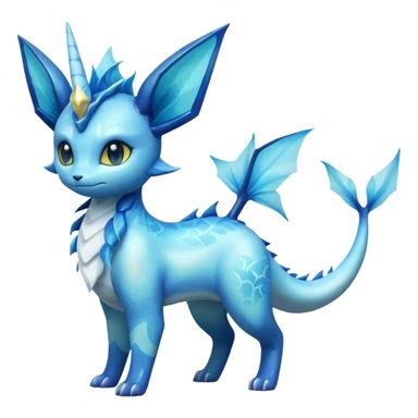 Shiny Nebulae Lumineon-Vaporeon-Amaura-Glaceon-Dragonair-Fakémon-hybrid-creature (full body)  sticker