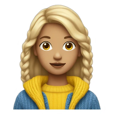 Girl in blue and yellow sweater sticker