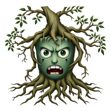 roots, tree, angry faces hanging on branches sticker