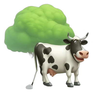 Golfing cow sticker