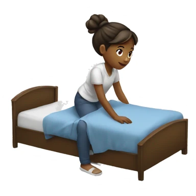 Girl making the bed sticker