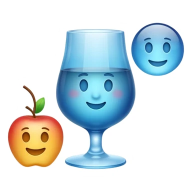 Make a standard set of emoji (all) in the style of glass from Apple, volumetric with a 3D effect and a transparency effect, and a small one with a blue gradient or light blue sticker