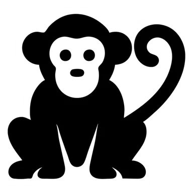 monkey, solid black filled icon, bold shape, no color sticker