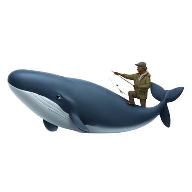 fisherman touching giant whale sticker