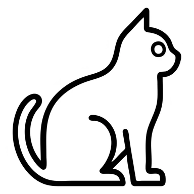 grey British Shorthair cat with yellow eyes, minimalistic icon, side profile sticker