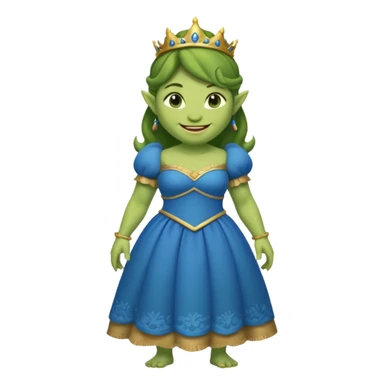 Princess Fiona ogre form, wearing a blue dress, smiling sticker