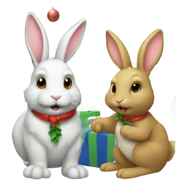 Two rabbit under a christmas tree sticker