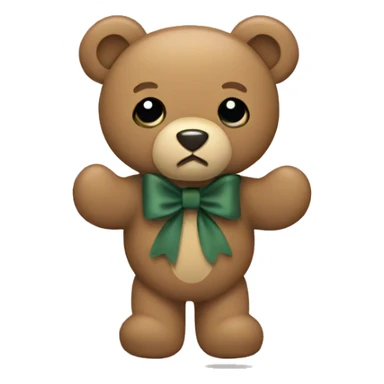 Teddy bear with khaki green bow sticker