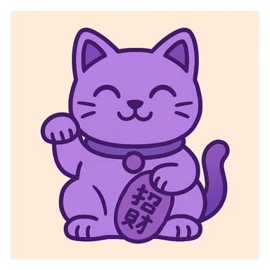 Purple Chinese lucky cat in a flat toon style  sticker