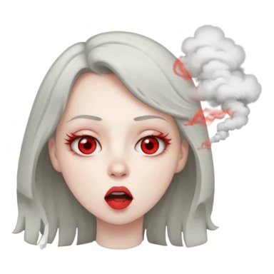 Girl with sleepy red eyes and smoke coming out of her mouth sticker