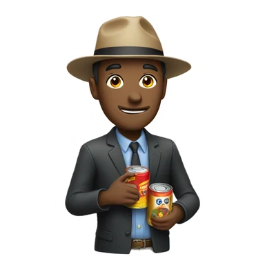 man in hat holding a can sticker