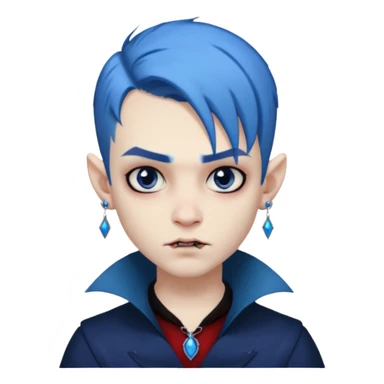 boy wampire with blue hair and face tattooed and extra big earing sticker