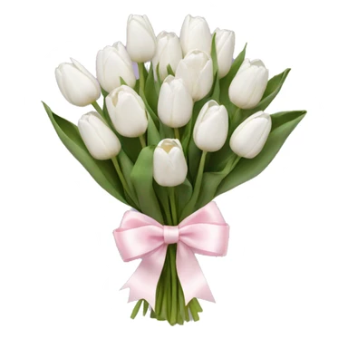 White tulips bouquet with light pink bow  sticker