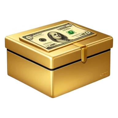 a box with a $100 bill printed on it sticker