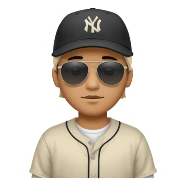 Un hombre con gorra y ropa holgada y con lentes negros  sticker