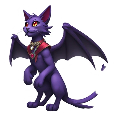 cool cartoon anthro edgy distinguished ethereal elegant beautiful fantasy black purple red ethereal fantasy nargacuga-Noivern-cat-Quiana-Fakemon collar harness gem full body sticker