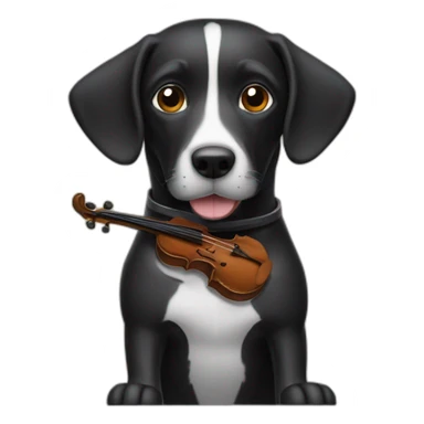 Perro salchicha negro con un violín  sticker