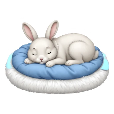 cartoon rabbit sleeping soundly in a bed sticker