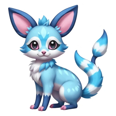 Rare realistic cute adorable epic aesthetic colorful Amaura-Sylveon-Glaceon-Civet-Genet-species-Fakemon-hybrid-creature, with markings, full body sticker