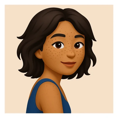 turn the second man in emoji style of the 1st image, match the facial features and match dressing style of the 2nd image, she is wearing blue tank top lose, side pose sticker