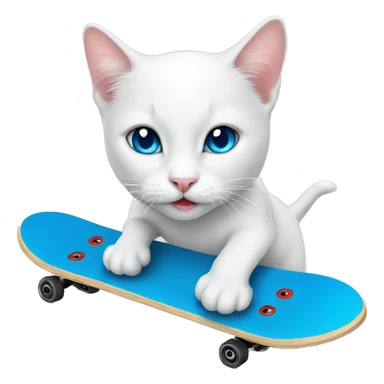 white kitty with blue eye, skate bord sticker