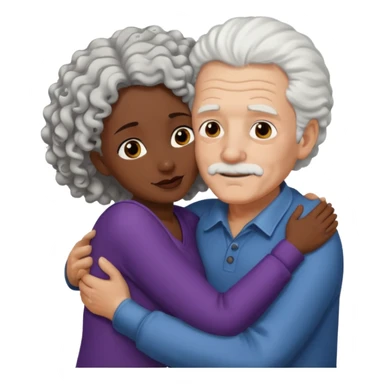  White no hiar Old man hugging dack skin curly hair woman sticker