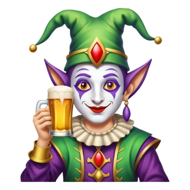 Magical Jester drinking beer with third eye sticker