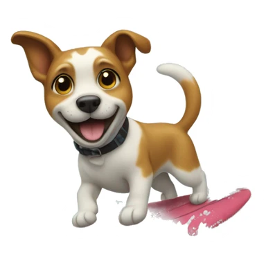 Dog on a surfboard while falling  sticker