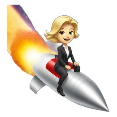 Blond CEO riding a large rocket sticker
