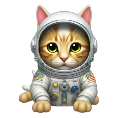 cat astronaut unicorn neon sticker